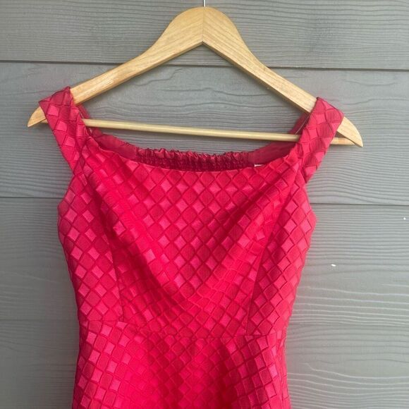 Anthropologie Red Midi Dress with Silver Accents - Picture 3 of 6